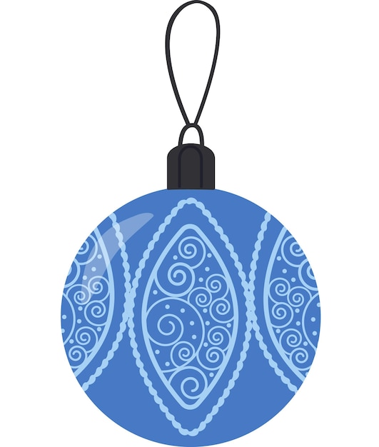 Вектор Векторная иллюстрация синей игрушки для елки. праздничная иллюстрация с елкой