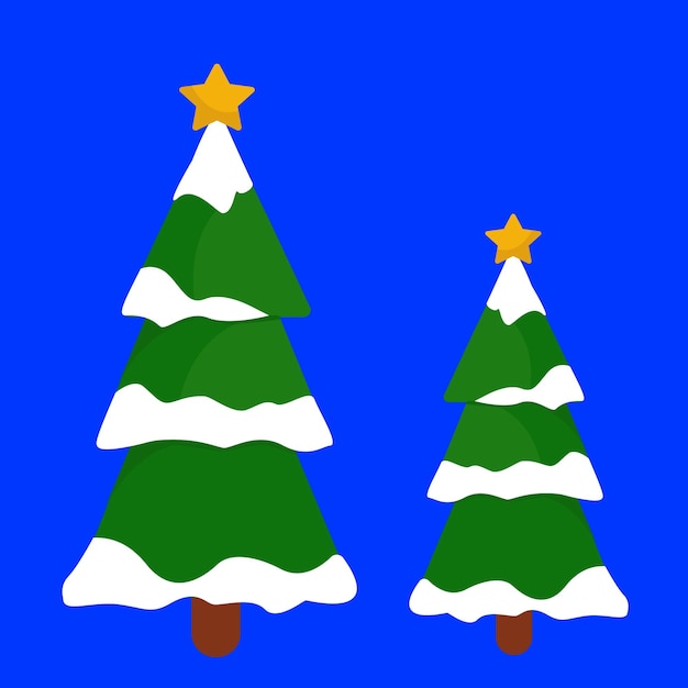 Вектор Векторная иллюстрация елки в снегу на синем фоне. красивая сосна