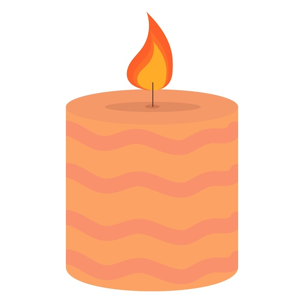 가정과 편안함을 위한 귀여운 주황색 줄무늬 촛불 장식의 벡터 그림