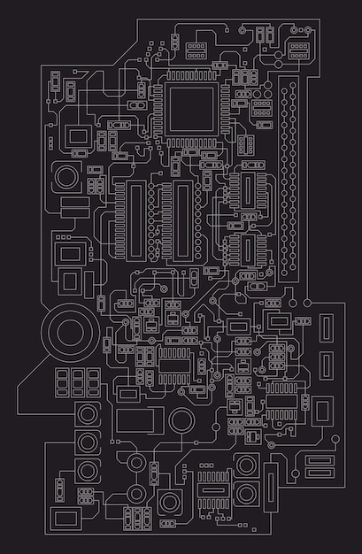 電子部品を備えたデジタル ボードのベクトル イラスト 創造性のためのテンプレート