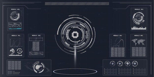 ベクトル 未来的な hud レーダー システムのベクトル イラスト