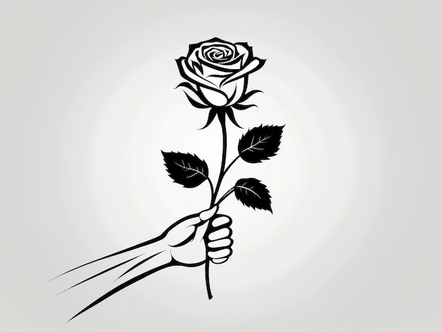 ベクトル バラの花を握っている手のベクトルイラスト