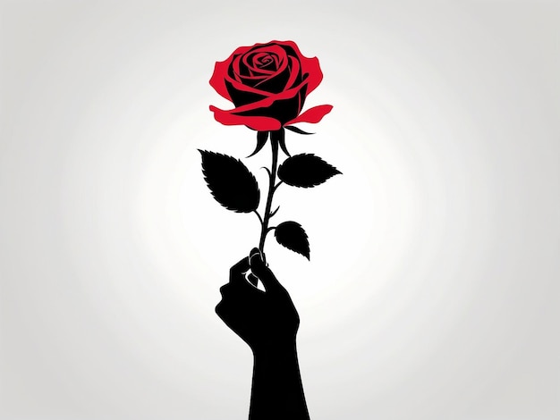 Векторная иллюстрация руки, держащей цветок розы