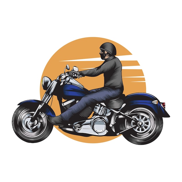 Векторная иллюстрация человека на мотоцикле