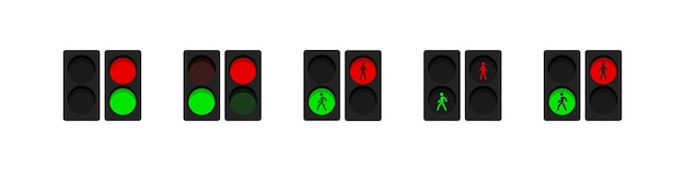 歩行者用信号機のベクトル イラスト 赤と緑の光