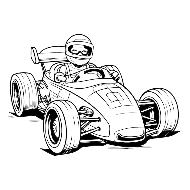 ベクトル レースカーのベクトルイラストレーションレーシングカーのモノクロ画像
