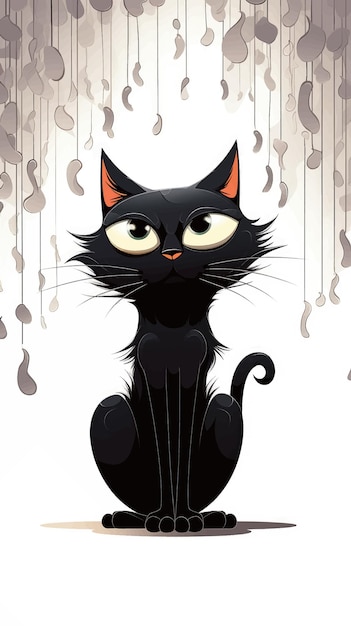 ベクトル 満足した黒猫のベクトルイラスト