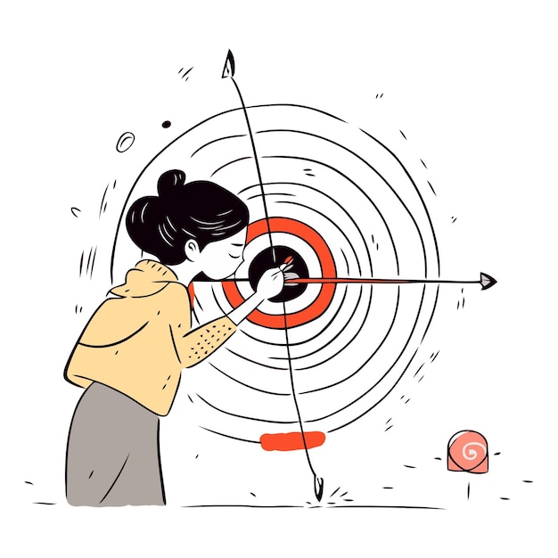 ベクトル vector illustration of a woman aiming at a target with a bow