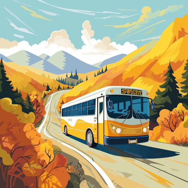 Vettore vector_illustration_of_a_yellow_tour_bus