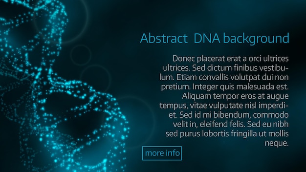 추상 Dna 배경 벡터 일러스트 레이 션. Dna 분자 구조 배경입니다. 벡터 Infographic 템플릿입니다.