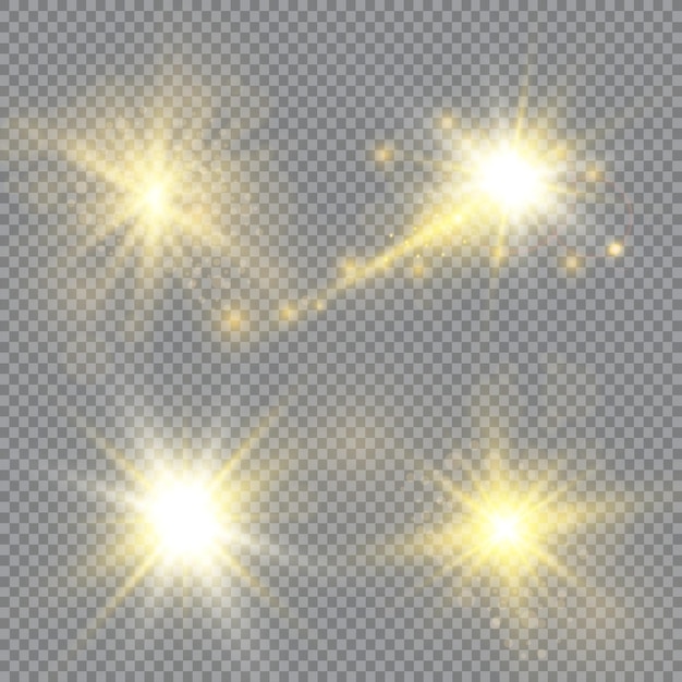 抽象的なフレア光線のベクトル図星の光と輝きのセット