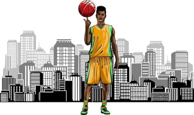 ベクトル バスケットボール選手のボールのベクトル イラスト