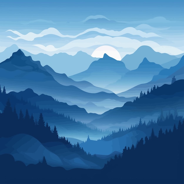 Vector_illustration_of_beautiful_dark_blue_mountain