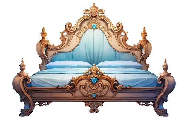 Вектор Векторная иллюстрация красивой кровати принцессы с навесом