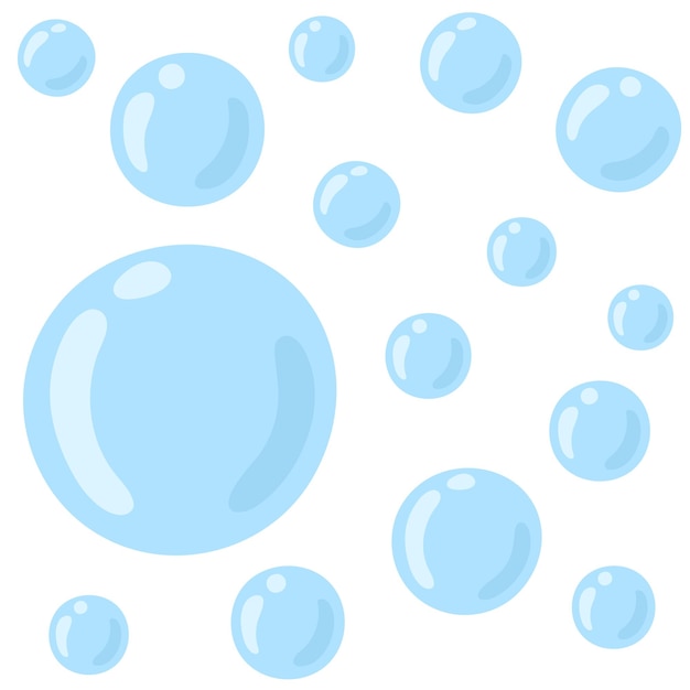Вектор Векторная иллюстрация голубых пузырьков воды, изолированных на белом фоне