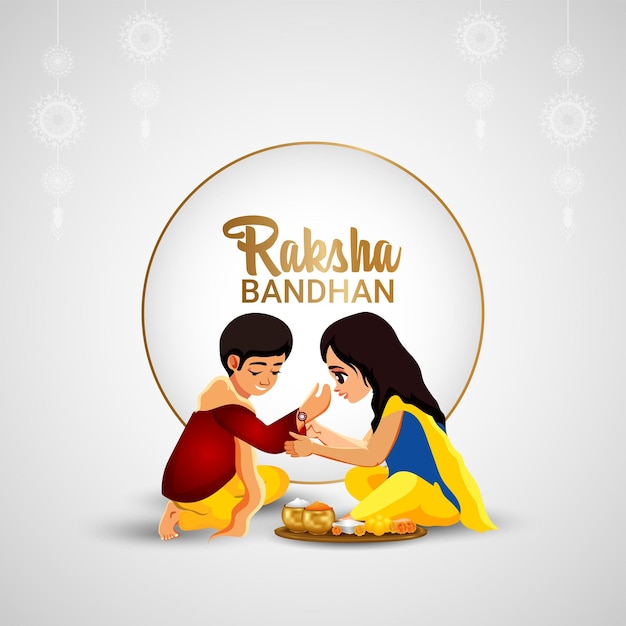 벡터 행복한 raksha bandhan 축하 카드에 대한 형제 자매의 벡터 그림