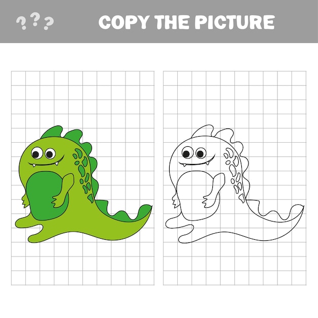 Векторная иллюстрация мультяшного динозавра - книжка-раскраска и головоломка для детей
