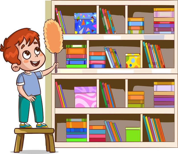 Вектор Векторная иллюстрация детей, выполняющих различные домашние работы