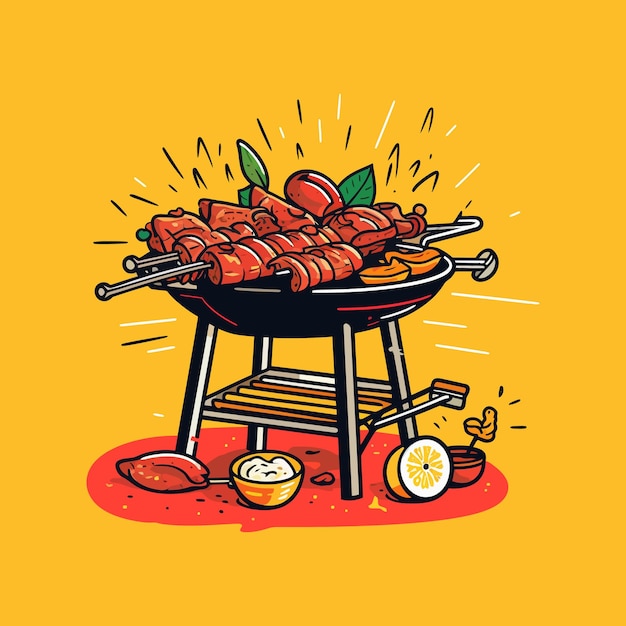 Вектор Векторная иллюстрация churrascaria бразильский барбекю нежные баранины к вкусному грилированному мясу