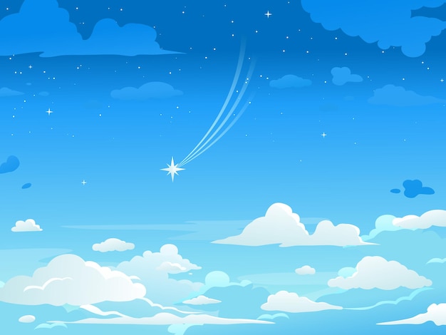 Вектор Векторная иллюстрация облачного неба в стиле аниме