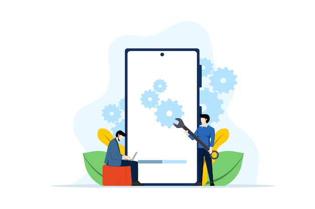 システムメンテナンスまたはソフトウェアアップグレードプロセスの概念のベクトルイラスト