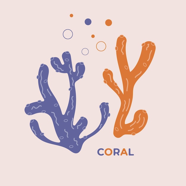 Векторная иллюстрация кораллов. наклейка в плоском стиле.