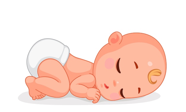 眠っているかわいい赤ちゃんのベクトルイラスト