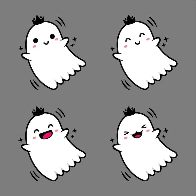 かわいい小さな幽霊キャラクターのベクトル イラスト