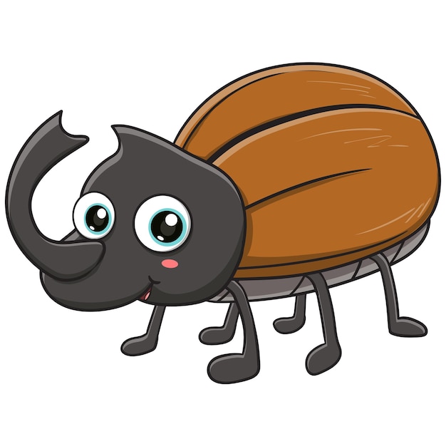 Вектор Векторная иллюстрация милого мультфильма о жуке-носороге