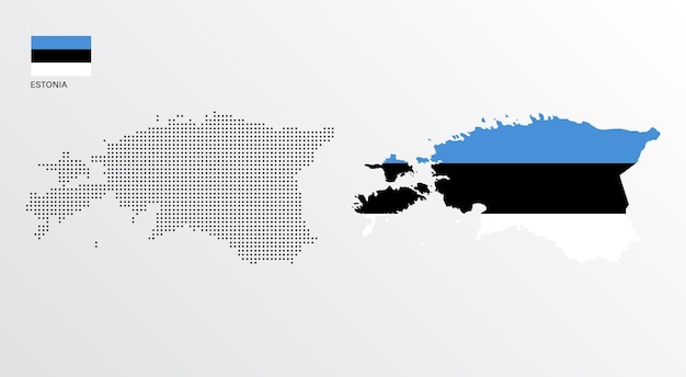 벡터 플래그가 있는 에스토니아 지도의 벡터 그림