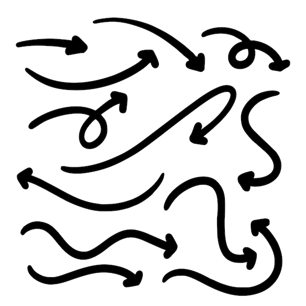 手描き矢印落書きアート スタイルのベクトル イラスト