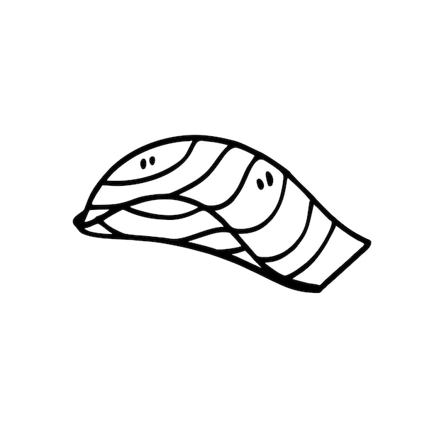 Векторная иллюстрация рисованного вручную стейка из лосося в стиле каракули
