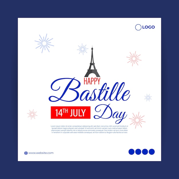 벡터 happy bastille day 소셜 미디어 스토리 피드 목업 템플릿의 벡터 그림