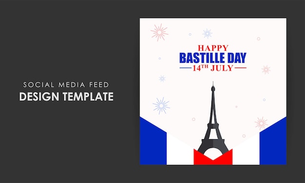 ハッピーフランス革命記念日ソーシャル メディア ストーリー フィード モックアップ テンプレートのベクトル イラスト