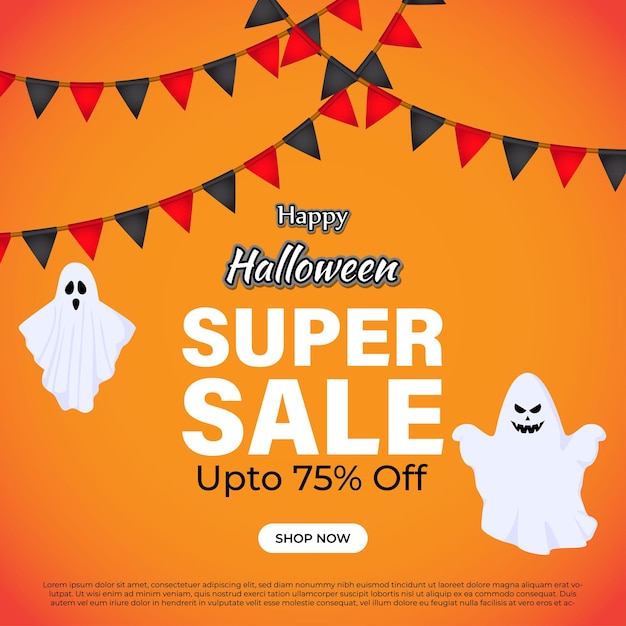 Векторная иллюстрация шаблона продажи happy halloween