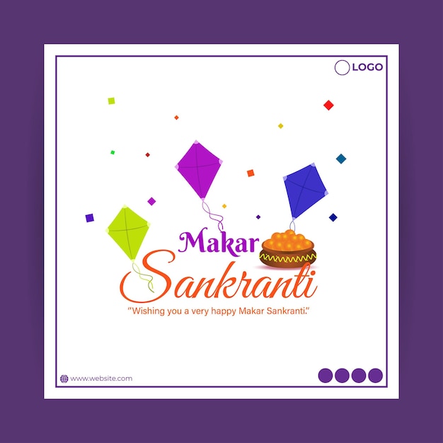 Вектор Векторная иллюстрация шаблона для социальных сетей happy makar sankranti