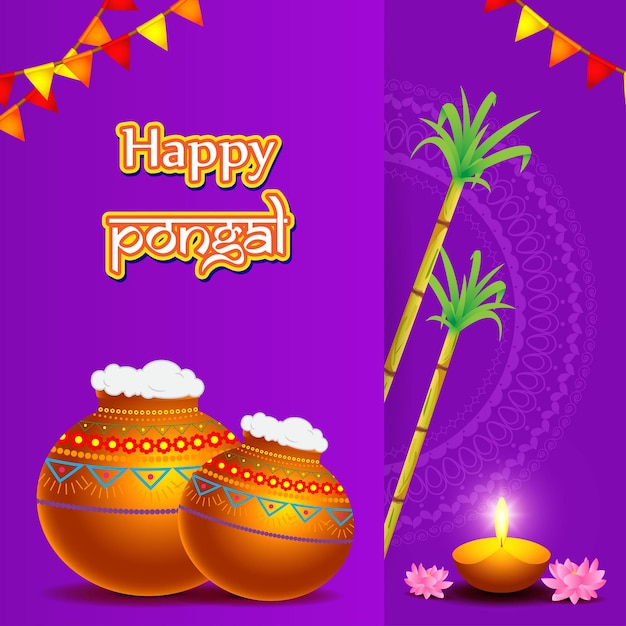 Векторная иллюстрация happy pongal