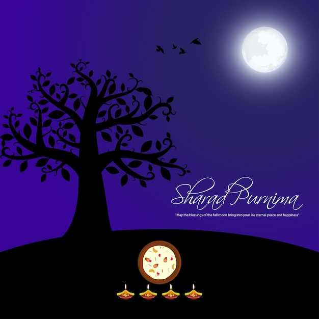 벡터 happy sharad purnima 소셜 미디어 피드 템플릿의 벡터 그림