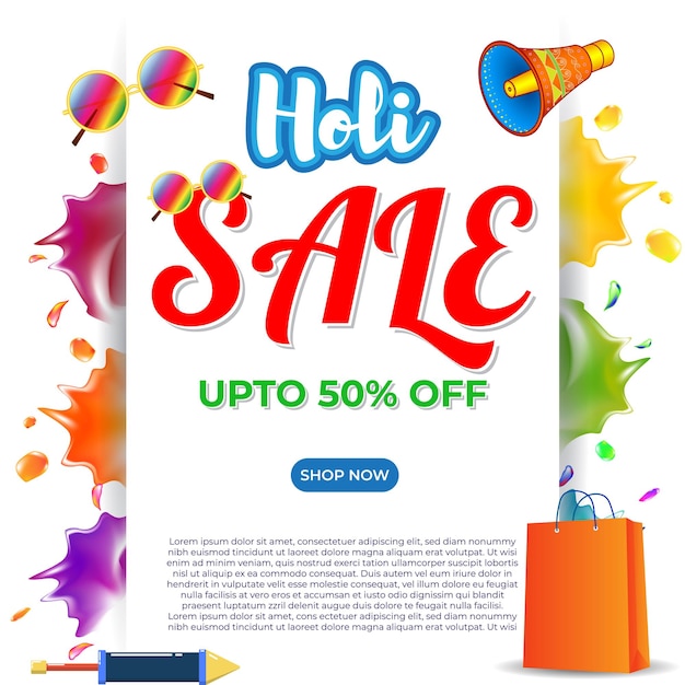 Векторная иллюстрация баннера holi sale