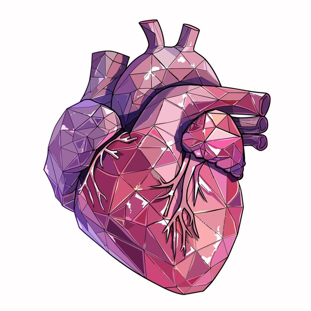 Vettore vector_illustration_of_human_heart_with_faceted_low poly