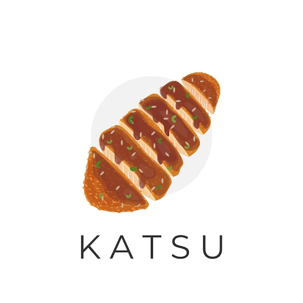 맛있는 카레 소스와 함께 Katsu 로고의 벡터 일러스트 레이 션