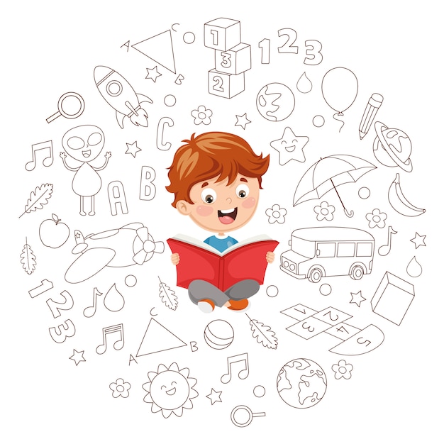 Векторная иллюстрация книги для чтения малышей