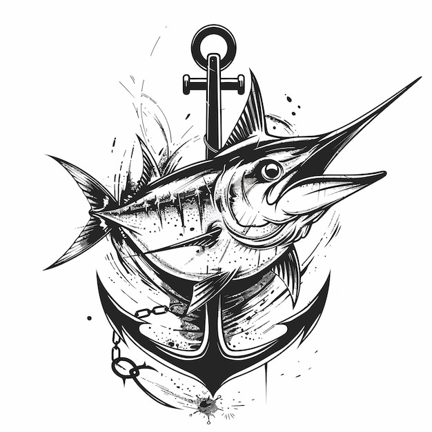 vector_illustration_of_Marlin_fish_with_anchor