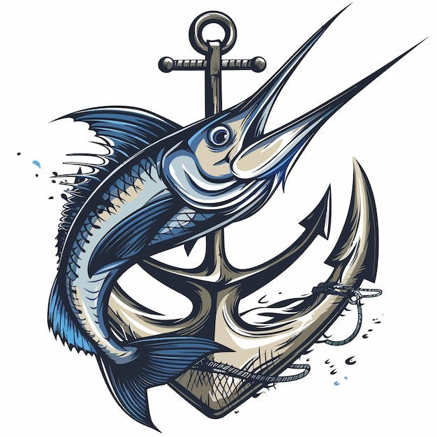 vector_illustration_of_Marlin_fish_with_anchor