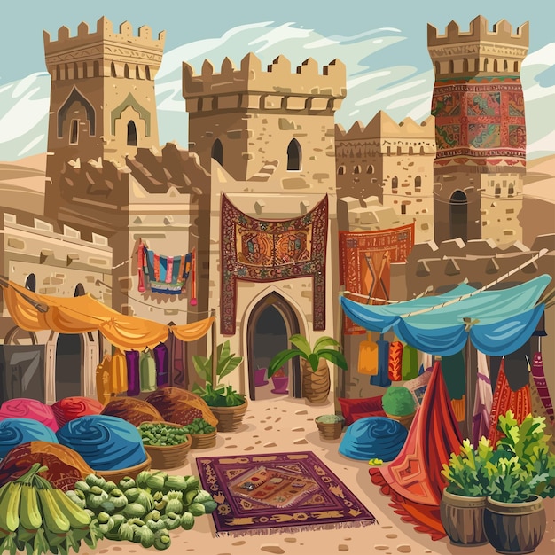 Vector vector_illustration_of_middle_eastern_scenecastle