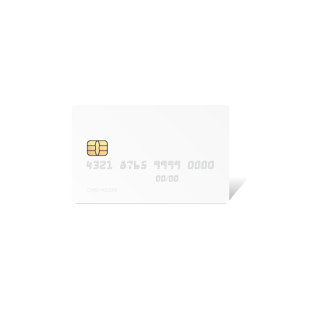 ベクトル 明るい背景で隔離のモックアップ白いクレジットカードのベクトルイラスト。ベクトルイラスト。
