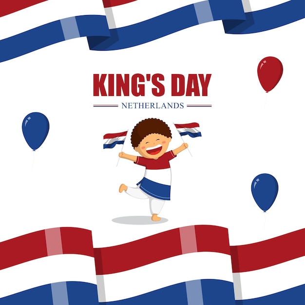 네덜란드 왕의 날 소셜 미디어 피드 템플릿의 터 일러스트레이션