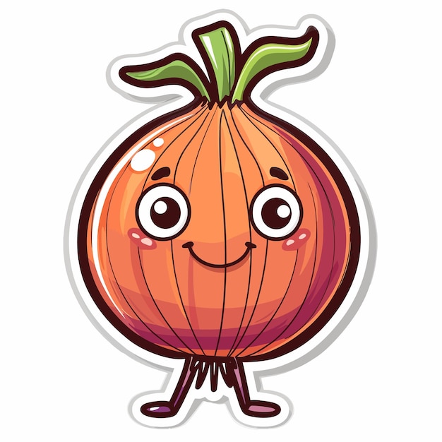 Vettore vector_illustration_of_onion_character_sticker