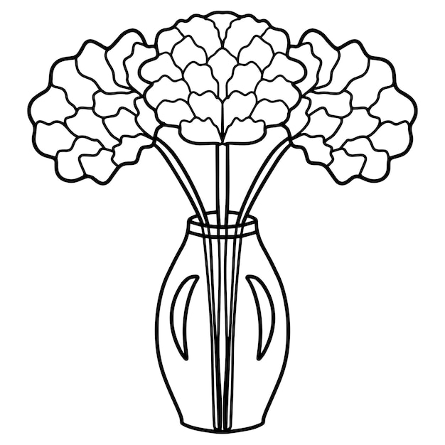 花瓶の牡丹のベクトルイラスト