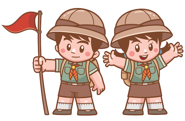 Векторная иллюстрация scout kids персонажа